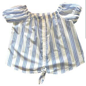 Ashley Stewart Bohemian Striped Off The Shoulder Blouse SZ 1XL Cotton